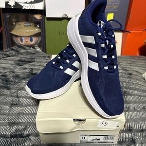 Adidas Men's Dark Blue and White Sneakers